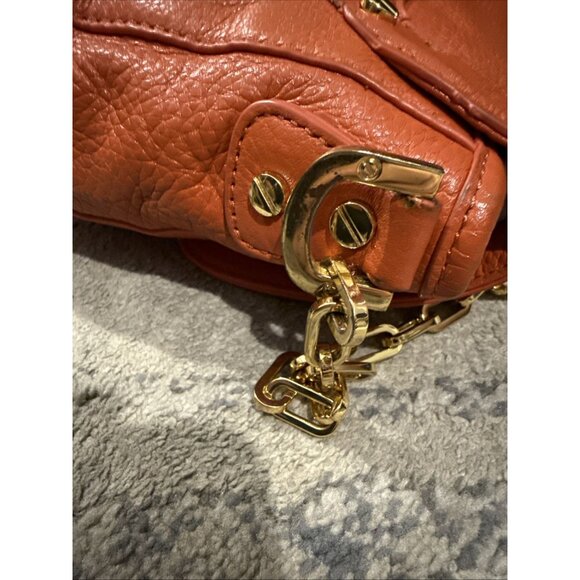 Tory Burch Amanda Big Logo Red Orange Foldover Crossbody Bag With Gold Hardware - Picture 7 of 12